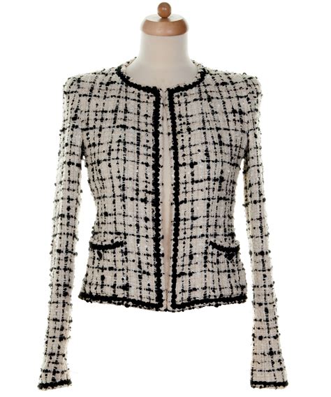 chanel black tweed blazer|Chanel white tweed jacket.